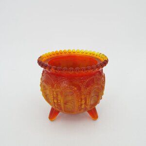 Vintage Degenhart Bloody Mary Orange Slag Glass Gypsy Pot Toothpick Holder RARE